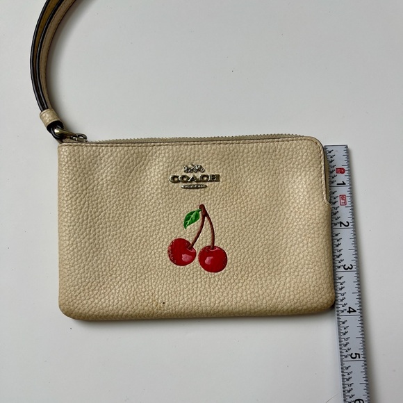 Coach Beige Wristlet with Cherry Motif